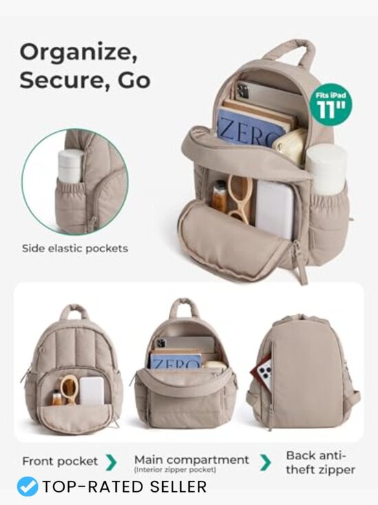 Mini Lightweight Puffer Backpack Quilted Casual Travel Daypack Water-Resistant main image 7